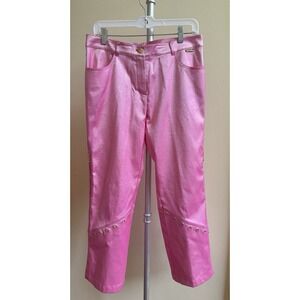 NEW ST JOHN SPORT Marie Gray Shinny Twill Pants Pink Size 10